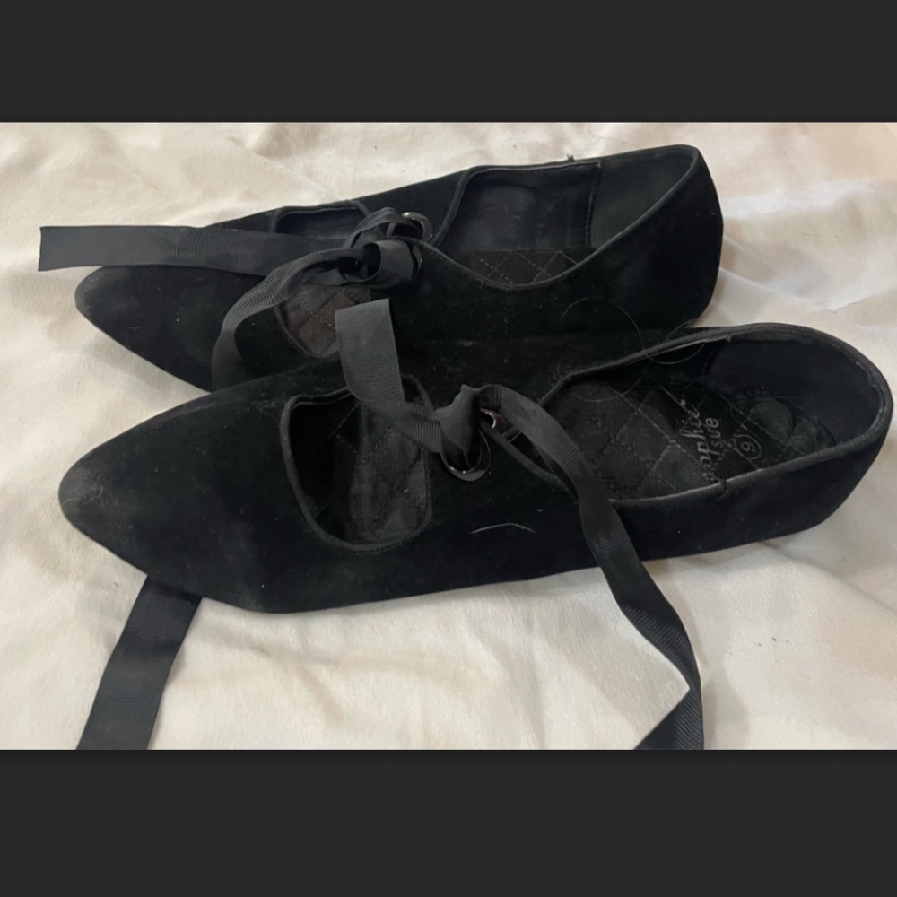 Black suede flats